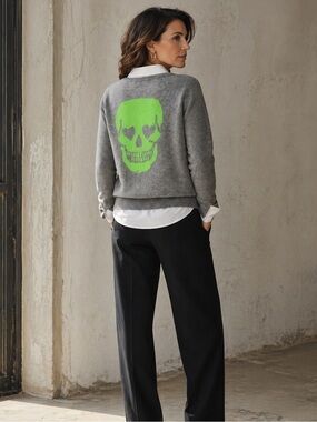 Skull Cashmere Featival Torva Neon Skull Sweater Size XS